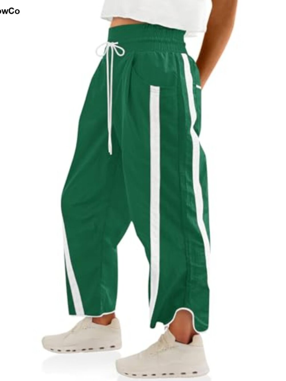 Womens Baggy Wide Leg Track Pants Lightweight Drawstring Pockets Y2K
